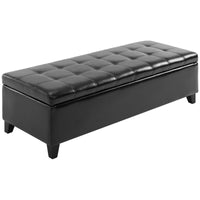 Homcom 51" Ottoman Storage Bench, Faux Leather Storage Chest With Lift Top, Tufted Ottoman With Storage For Living Room, Entryway, Black Black Pu