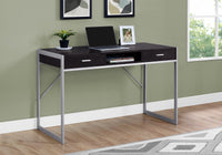 Computer Desk, Home Office, Laptop, Storage Drawers, 48"L, Work, Brown Laminate, Grey Metal, Contemporary, Modern Espresso Mdf