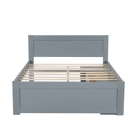 Full Size Platform Bed With Drawer And Two Shelves, Gray Expected Arrival Time: 10.28 Full Gray Mdf Lvl