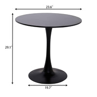 Black Round Table, Modern Dining Table, Mdf Top And Steel Base Tulip Round Kitchen Table, Mid Century Coffee Table For Living Room 24 Inch Black Mdf Metal