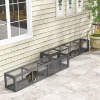 Pawhut Outdoor Cat Tunnel With Extendable Design, 79" L Wooden Cat Run With Weather Protection, Connecting Inside And Outside, For Deck Patios, Balconies, Dark Gray Grey Black Wood