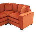 Modern U Shaped 6 Seat Sectional Sofa Couch With One Ottoman And Three Toss Pillows ,Modular Sofa For Living Room,Corduroy Sofa Orange Corduroy 7 Seat