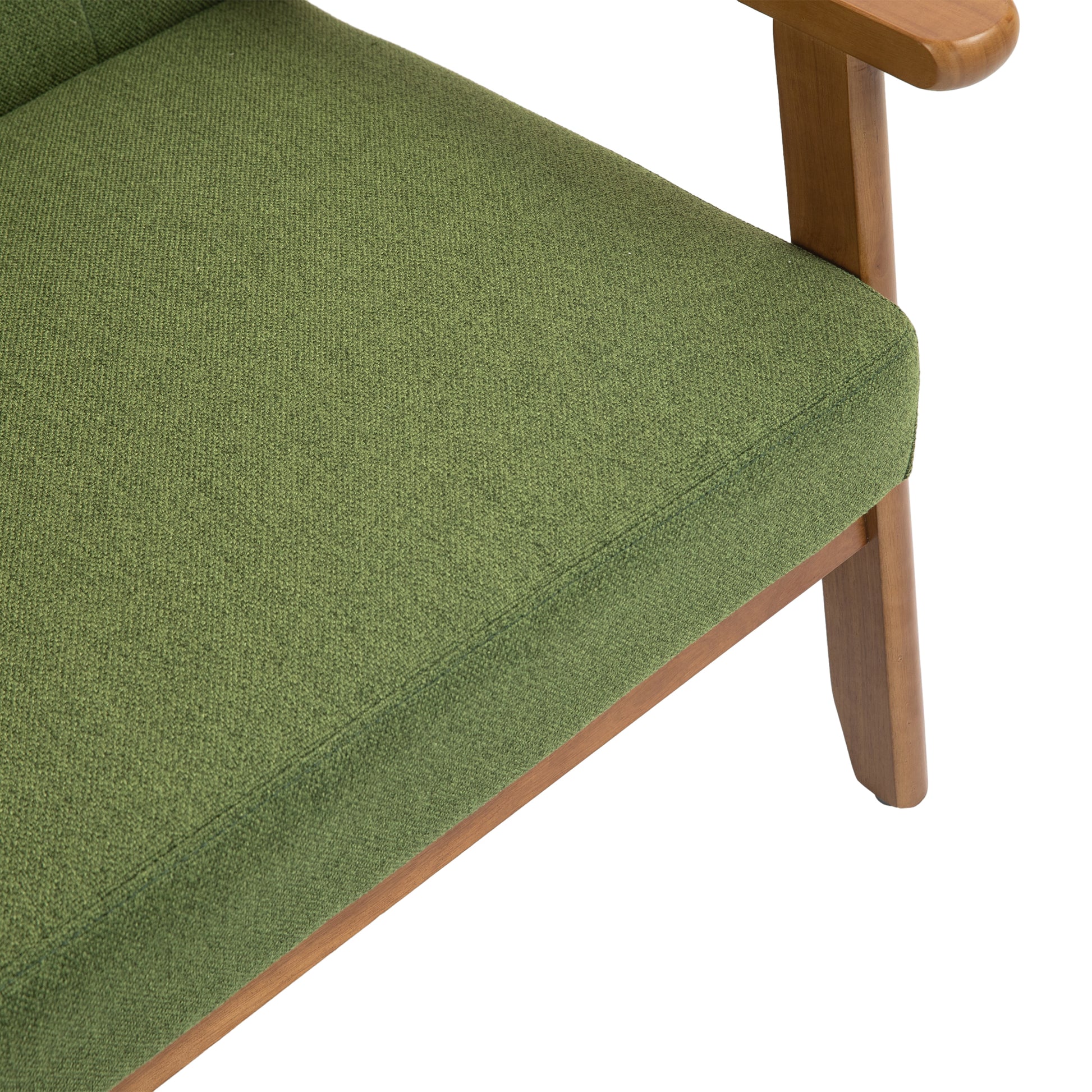 Coolmore Mid Century Modern Solid Loveseat Sofa Upholstered Linen Loveseat, 2 Seat Upholstered Loveseat Sofa Modern Couch Green Linen 2 Seat