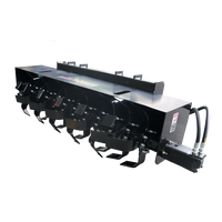 72" Skid Steer Attachments Soil Cultivator Light Duty Hydraulic Roto Tiller Black Steel