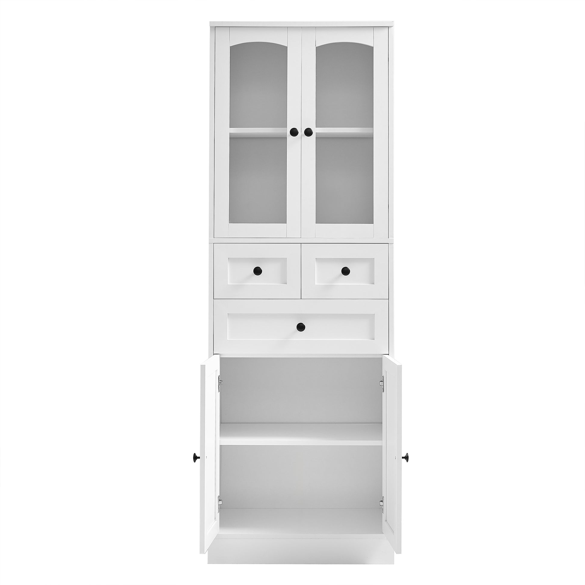 Tall Bathroom Storage Cabinet, Cabinet With Four Doors And Drawers, Adjustable Shelf, Mdf Board, White White Mdf