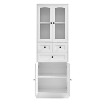 Tall Bathroom Storage Cabinet, Cabinet With Four Doors And Drawers, Adjustable Shelf, Mdf Board, White White Mdf