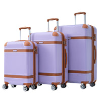 Hardshell Luggage Sets 3 Piece Double Spinner 8 Wheels Suitcase With Tsa Lock Lightweight 20''24''28'' Lilac Abs