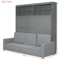 Queen Size Murphy Bed Wall Bed With Sofa,Gray Queen Gray Mdf Lvl