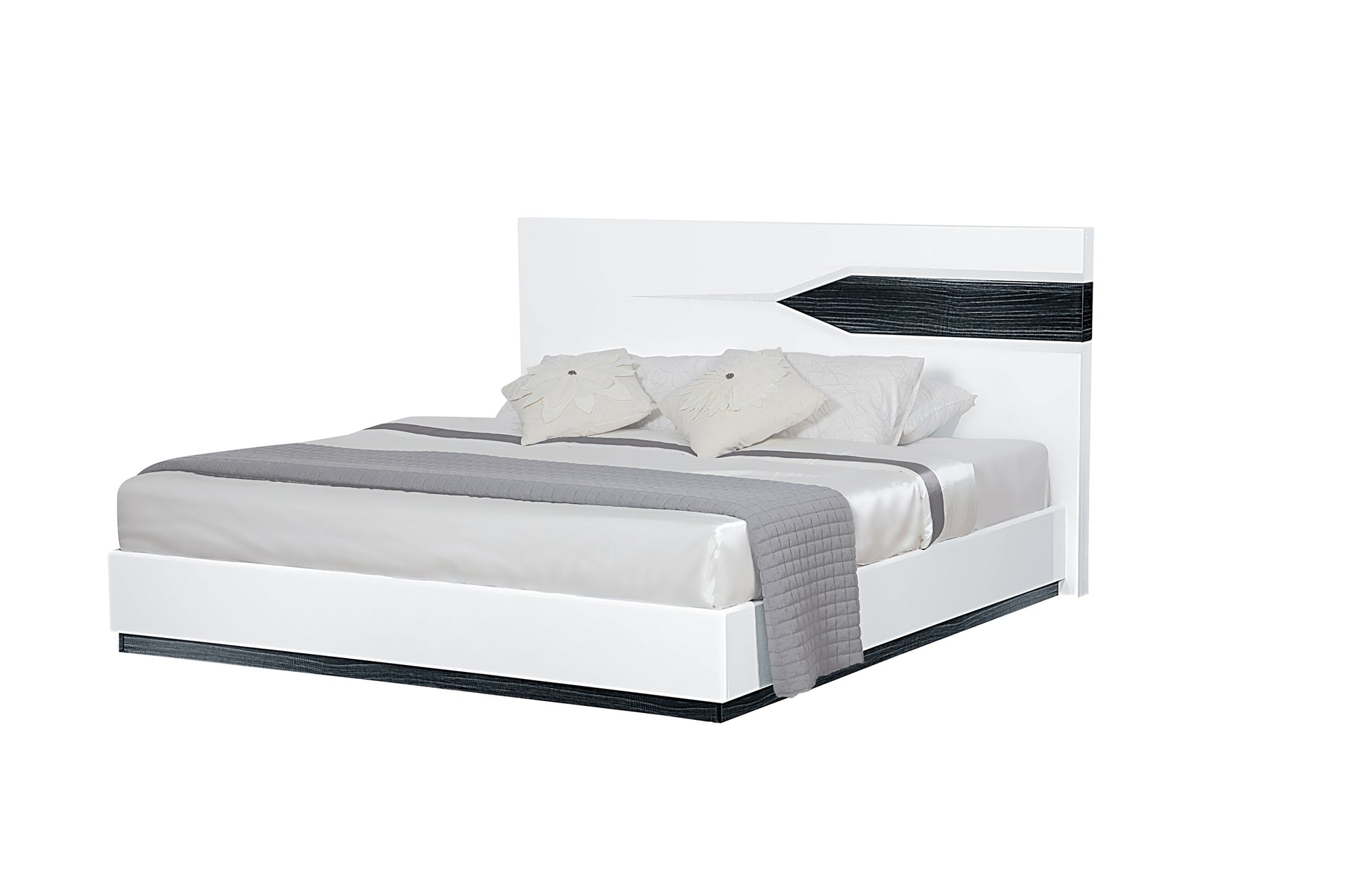 Vios Zebra White King Bed White Black Mdf