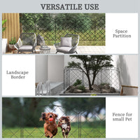 Outsunny Garden Fence, 4 Pack Steel Fence Panels, 11.4' L X 43" H, Rust Resistant Animal Barrier Decorative Border Flower Edging For Yard, Landscape, Patio, Outdoor Decor, Arched Vines Black Steel