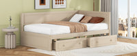 Twin Size Wood Daybed With 2 Drawers And Guardrail, Beige Beige Solid Wood Mdf