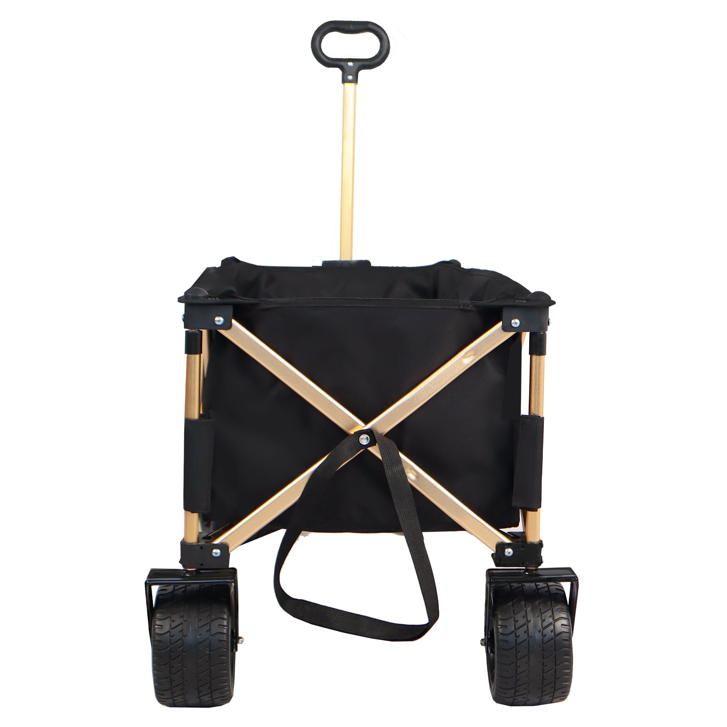 Aluminum Alloy Folding Wagon, Heavy Duty Utility Beach Wagon Cart For Sand With Big Wheels, Adjustable Handle&Drink Holders For Shopping, Camping,Garden And Outdoor Black Garden & Outdoor American Design Fabric Steel