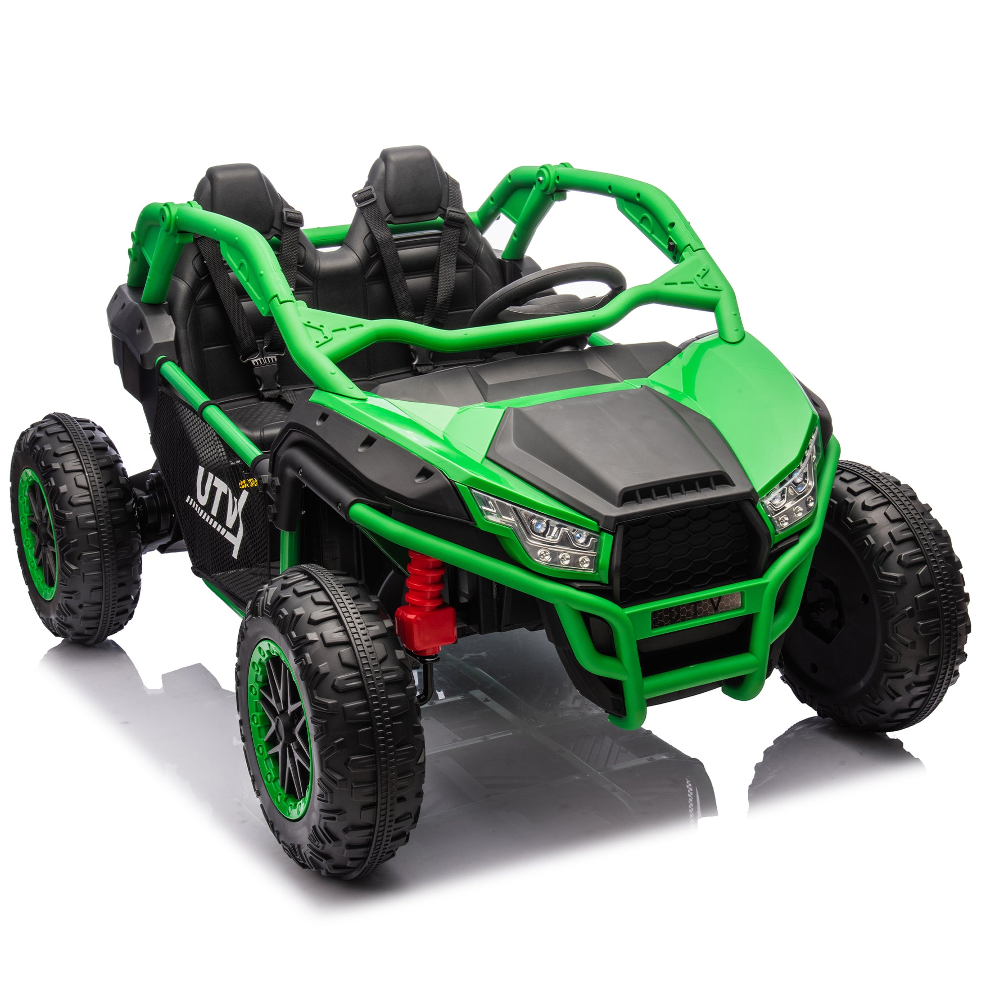 24V Two Seater Kids Ride On Utv W Parents Control,20In Seat Width,400W Super High Power,Four Wheel Suspension,Bluetooth,Mp3,Usb,Led Light,Horn,Rear Storage Space,Speeds 3.73 4.97Mph For Kids Aged 3