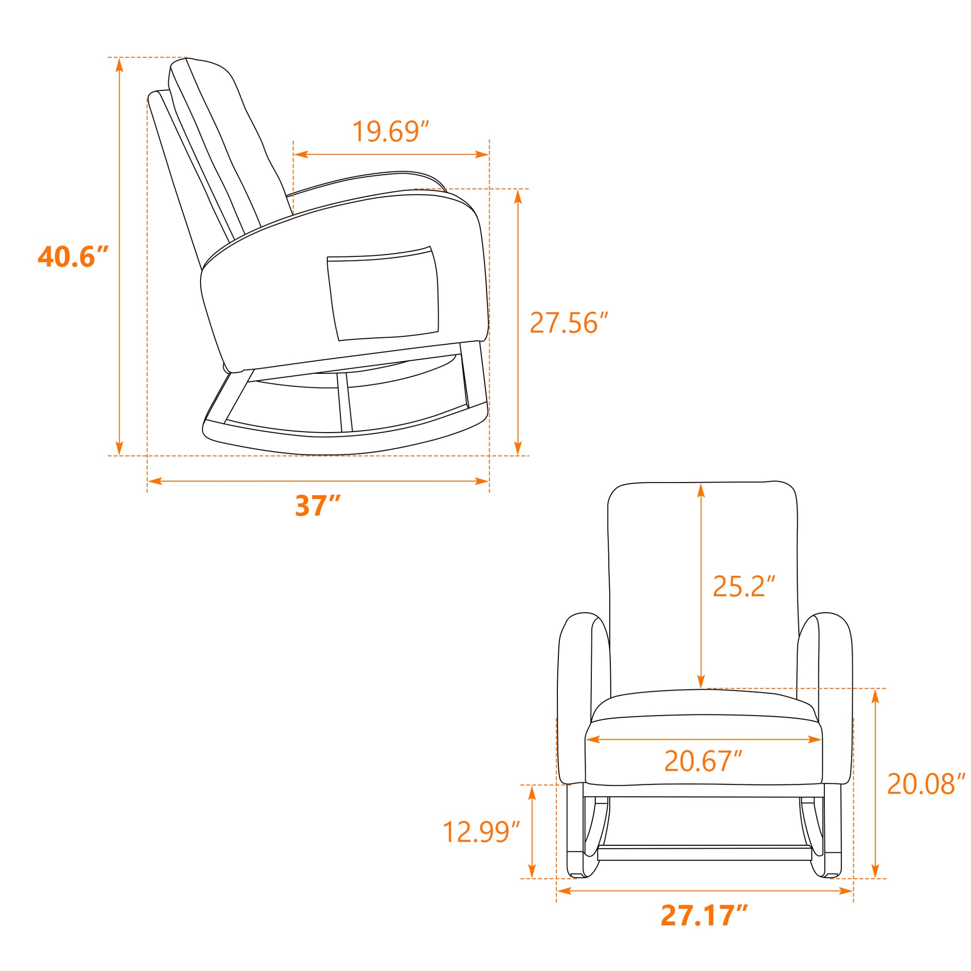 27.2"W Rocking Chair For Nursery, Sherpa Glider Chair With High Back And Side Pocket, Rocking Accent Armchair With Rubber Wood Legs For Living Room Bedroom.Pink Pink Sherpa