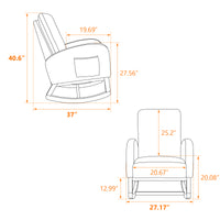 27.2"W Rocking Chair For Nursery, Sherpa Glider Chair With High Back And Side Pocket, Rocking Accent Armchair With Rubber Wood Legs For Living Room Bedroom.Pink Pink Sherpa