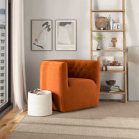 Delaney Burnt Orange Velvet Swivel Chair Burnt Orange,Orange Velvet Foam Solid Wood,Velvet