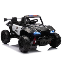 24V Two Seater Kids Ride On Electric Car W Parents Control,Seat Width 20.47In,2Wd,Four Wheel Suspension,The Police Car With A Megaphone,Power Display,Bluetooth,Mp3,Usb Tf,Music,Led Lights For Kids. Black Polypropylene