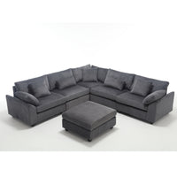 Arrival Oversized Modular Sectional Sofa Couches Set,Corduroy Upholstered Deep Seat Comfy Sofa For Living Room,Dark Gray Dark Gray Fabric 6 Seat