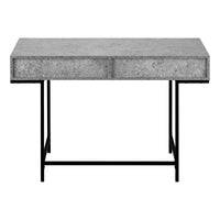 Computer Desk, Home Office, Laptop, Storage Drawers, 48"L, Work, Grey Laminate, Black Metal, Contemporary, Modern Grey Particle Board