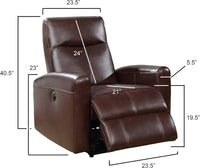 Modern Electric Leather Recliner Chair With Gentle Lower Lumbar Massager For Living Room Home Theater Bedroom Brown 1Pc Brown Wood Primary Living Space Contemporary,Modern Leather
