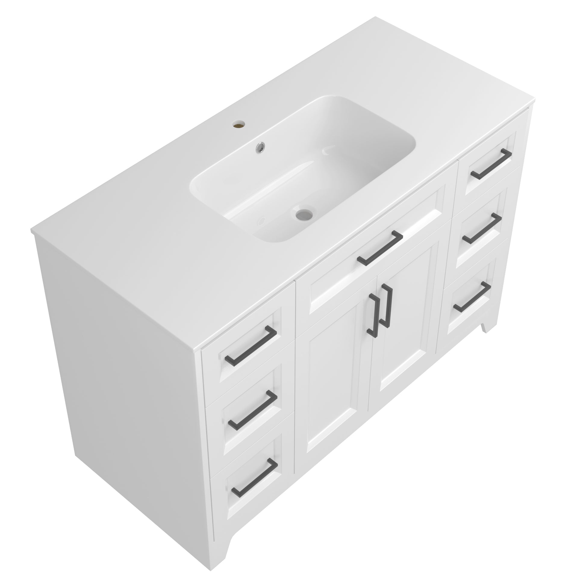 Solid Wood 48 Inch Bathroom Vanity With Single Sink Combo, Modern Vanity Cabinet With 2 Soft Closing Doors & 6 Full Extension Dovetail Drawers White 4 White 2 2 48 In & Above 32 To 35 In Soft Close Doors Bathroom Freestanding Luxury,Modern 20 25 Inches