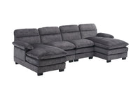 U Shaped Profile Sofa, Including Two Single Seats And Two Chaise, Modular Sofa, Corduroy Sofa Grey Foam Corduroy 4 Seat