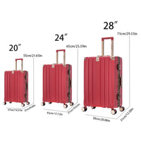 Luggage Sets Expandable Aluminum 20 24 28 Inch Three Model Set, Stylish Suitcase With Aluminum Frame Password Lock, Suitable For Travel Suitcases And Suitcases Red Contemporary Aluminum