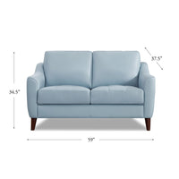 Ersa Leather Loveseat Blue Memory Foam Genuine Leather