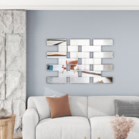 Large Framless Rectangular Accent Wall Mirror 47.2" 31.5" Silver Art Deco Mdf Glass,Mirror