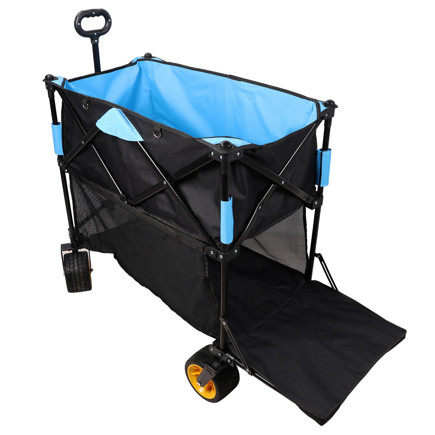 Big Large Capacity Folding Cart Extra Long Extender Wagon Cart Folding Wagon Garden Shopping Beach Cart Black Blue Black Garden & Outdoor Iron,Oxford Fabric