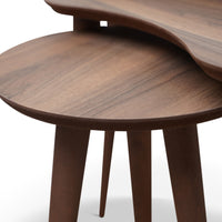 Dainty Walnut Nesting Table Walnut Brown Brown Oval Solid Wood