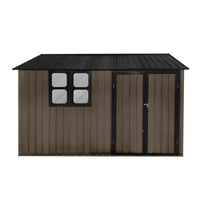 Metal Garden Sheds 10Ftx8Ft Outdoor Brown Black With Window Brown Metal