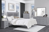 Classic Gray Finish Queen Size Panel Bed Upholstered Headboard Wooden Bedroom Furniture 1Pc Box Spring Required Queen Gray Wood Bedroom Panel Faux Leather Wood