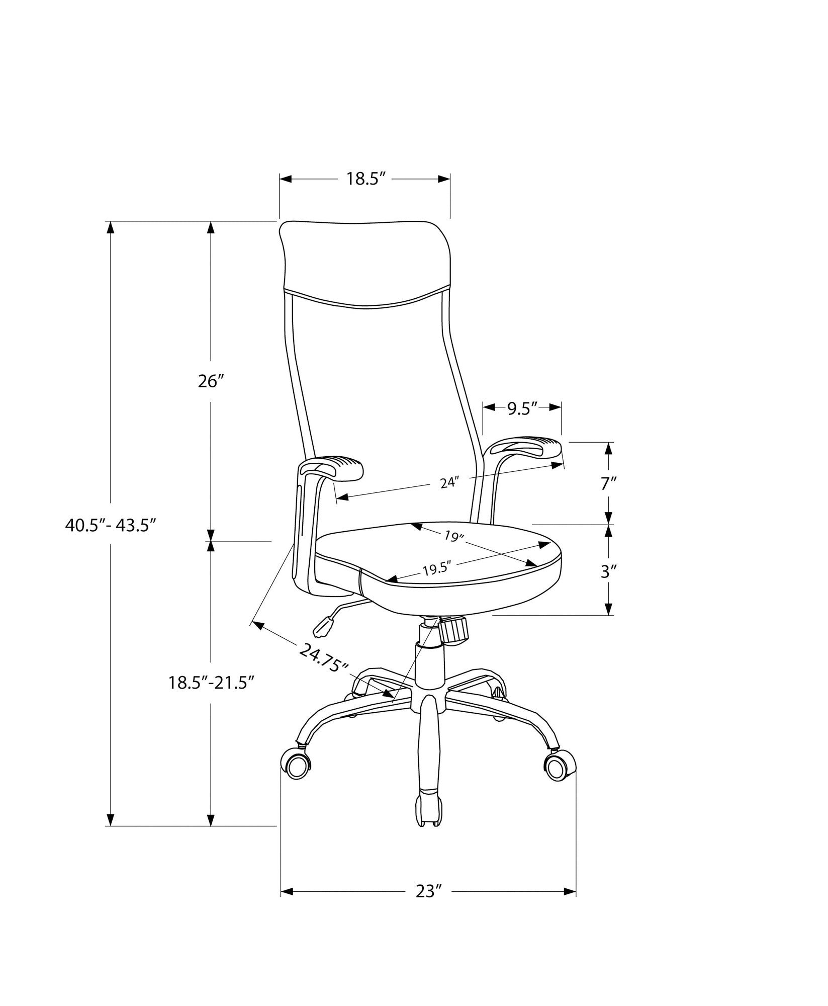 Office Chair, Adjustable Height, Swivel, Ergonomic, Armrests, Computer Desk, Work, Black Mesh, Black Metal, Contemporary, Modern Black Foam Polyester