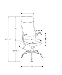 Office Chair, Adjustable Height, Swivel, Ergonomic, Armrests, Computer Desk, Work, Black Mesh, Black Metal, Contemporary, Modern Black Foam Polyester