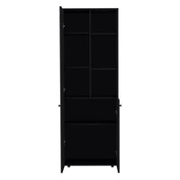 Riner Multistotage 67" H With 5 Tier Storage Shelves And 2 Doors, Black Black Solid Wood Mdf Engineered Wood