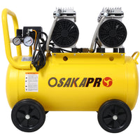 2.5 Hp Ultra Quiet Air Compressor 13 Gallon, Oil Free, Electric Shop Air Compressor Portable,Lightweight With Wheels, 70 Dba Noise Level, With Automatic Drain Valve,Yellow Yellow Metal