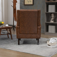 Coolmore Wood Frame Armchair, Modern Accent Chair Lounge Chair With Sturdy Wood Legs For Living Room Bedroom Brown Pu Brown Pu Foam Pu Leather