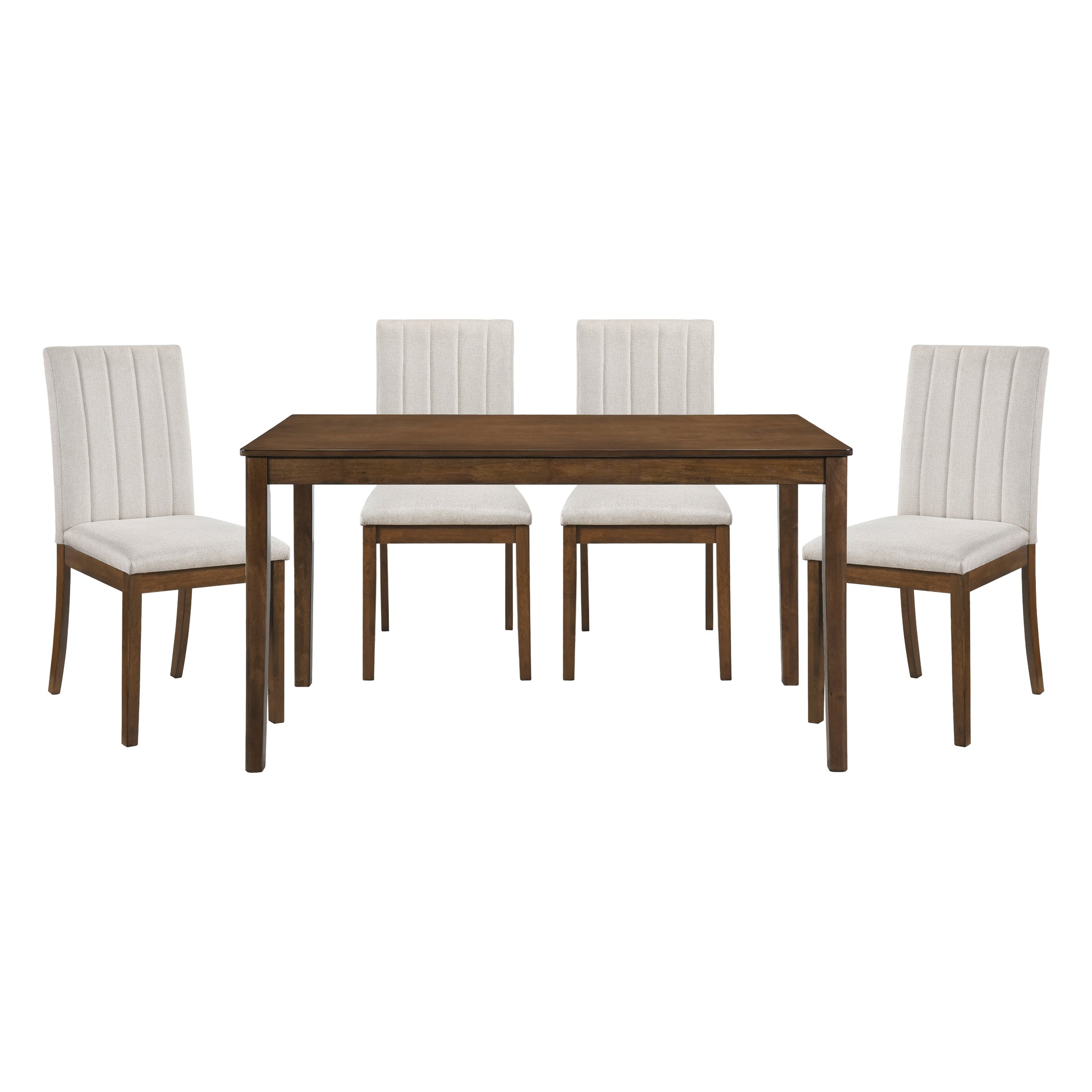 Contemporary Brown Finish 5Pc Dining Table Set With 4 Upholstered Chairs Wooden Kitchen Dining Furniture Upholstered Chair Wood Brown Seats 4 Wood Dining Room 4 Leg Rectangular Dining Table With