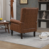 Coolmore Wood Frame Armchair, Modern Accent Chair Lounge Chair With Sturdy Wood Legs For Living Room Bedroom Brown Pu Brown Pu Foam Pu Leather