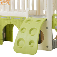 8 1 Toddler Climber And Slide Set,Kids Slide For Toddlers Age 1 , Kids Playground Climber Freestanding Slide Playset With Basketball Hoop, Play Combination For Babies,Indoor& Outdoor Green 150 199 Lbs Cute 1 To 2 Years Hdpe Indoor & Outdoor Use