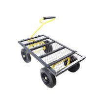 Black Yellow Solid Wheels Wagon Cart Solid Wheels Tools Cart Wagon Cart Garden Cart Trucks Make It Easier To Transport Firewood Black Metal