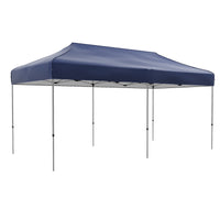 Outsunny 10' X 20' Pop Up Canopy Tent, Instant Sun Shelter With 3 Level Adjustable Height, Easy Up Outdoor Tent For Parties With Wheeled Carry Bag For Garden, Patio, Dark Blue Dark Blue Steel