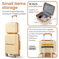 Luggage Sets 4 Piece 14 20 24 28 Pp Lightweight & Durable Expandable Suitcase Apricot Cream Polypropylene