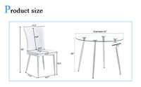 Table And Chair Set.A Modern Minimalist Round Dining Table With Transparent Tempered Glass Top And Silver Metal Legs,Paried With 6 Chairs With Pu Backrest And Seat Cushion And Silver Metal Legs.