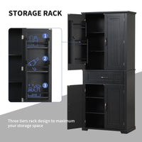 Bathroom Storage Cabinet With Doors And Drawer, Multiple Storage Space, Adjustable Shelf, Black Black Mdf