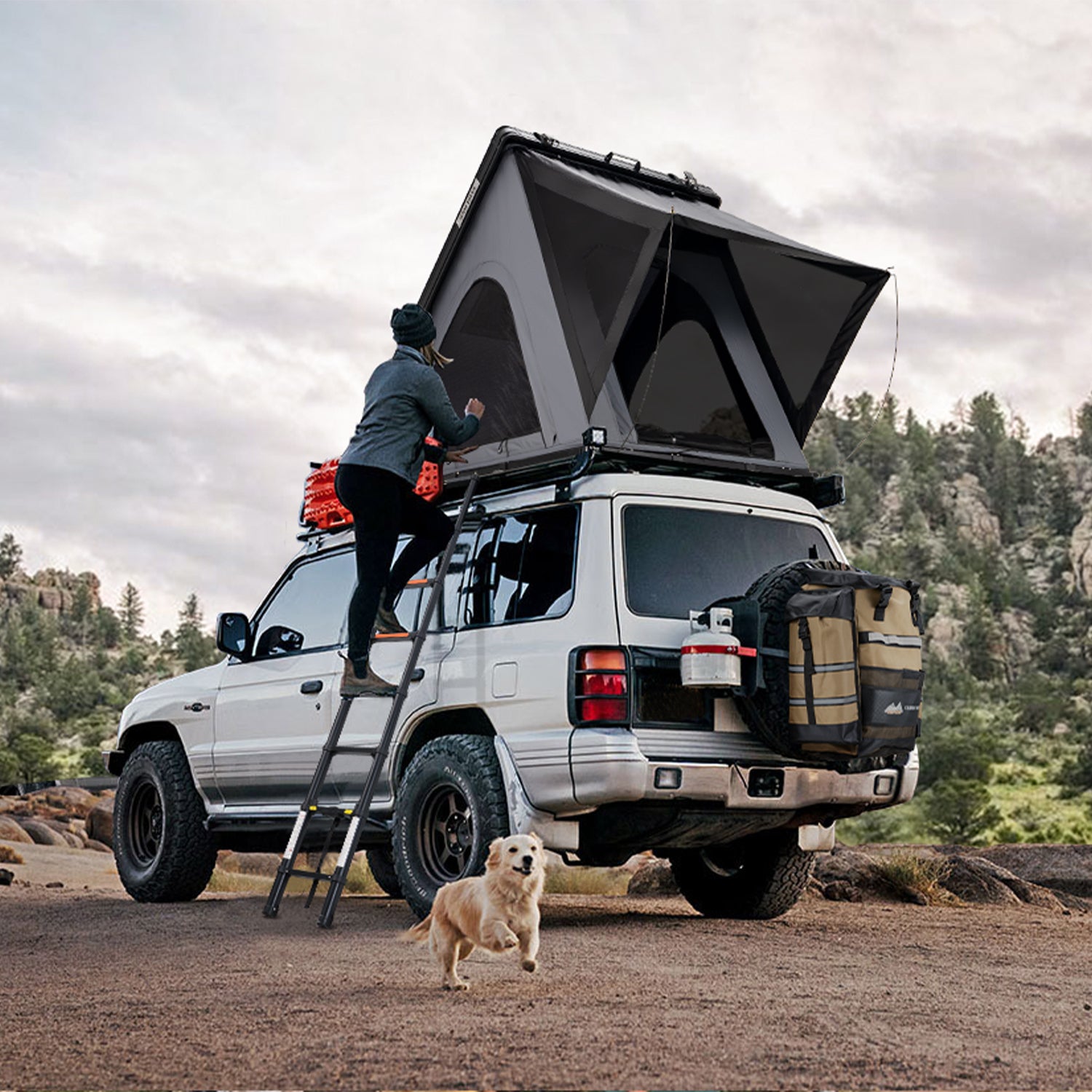 Lightweight Roof Top Tent Without Ladder Black Modern Aluminium,Oxford Fabric