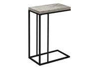 Accent Table, C Shaped, End, Side, Snack, Living Room, Bedroom, Grey Laminate, Black Metal, Contemporary, Modern Grey Particle Board