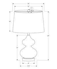 Lighting, 24"H, Blue Glass, Ivory Cream Shade, Contemporary Blue Tempered Glass