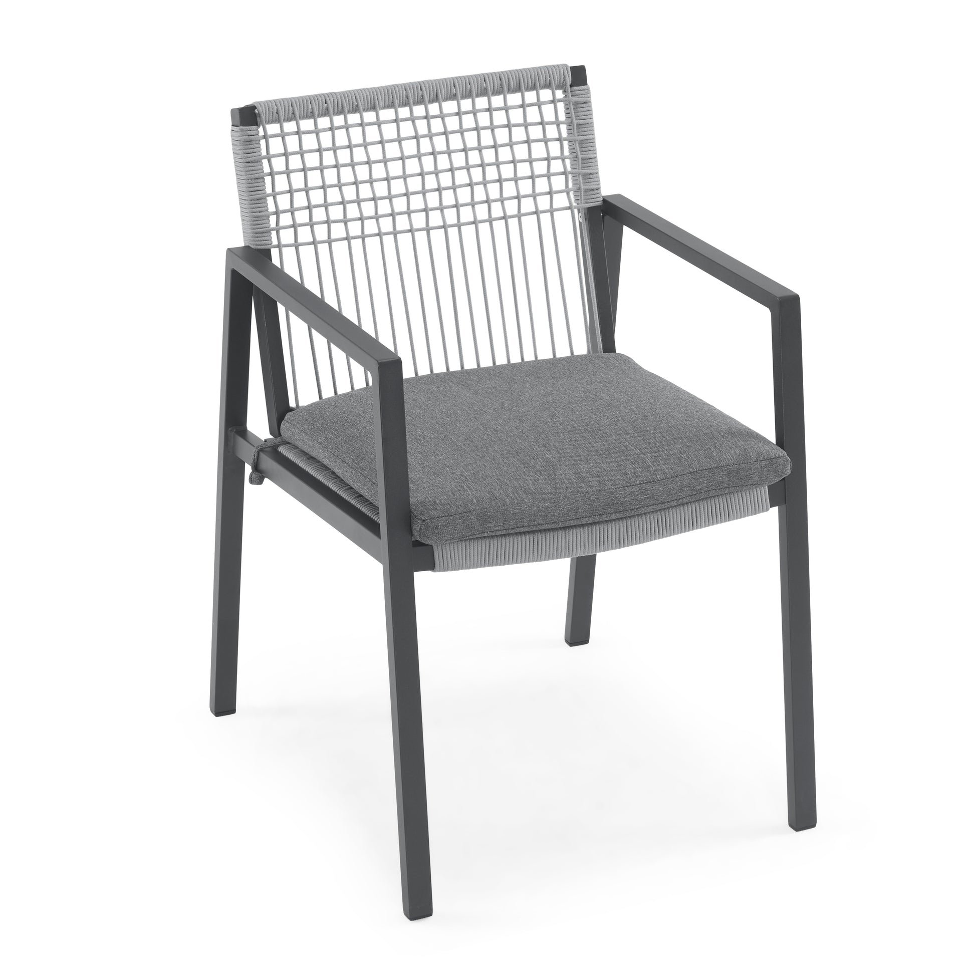 Outdoor Dining Set, Dining Chair Set Of 6 Aluminum Dining Table, Gray Black Black Grey Aluminum